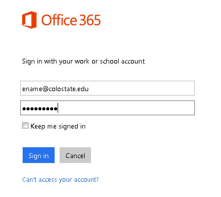 Office portal logon screen